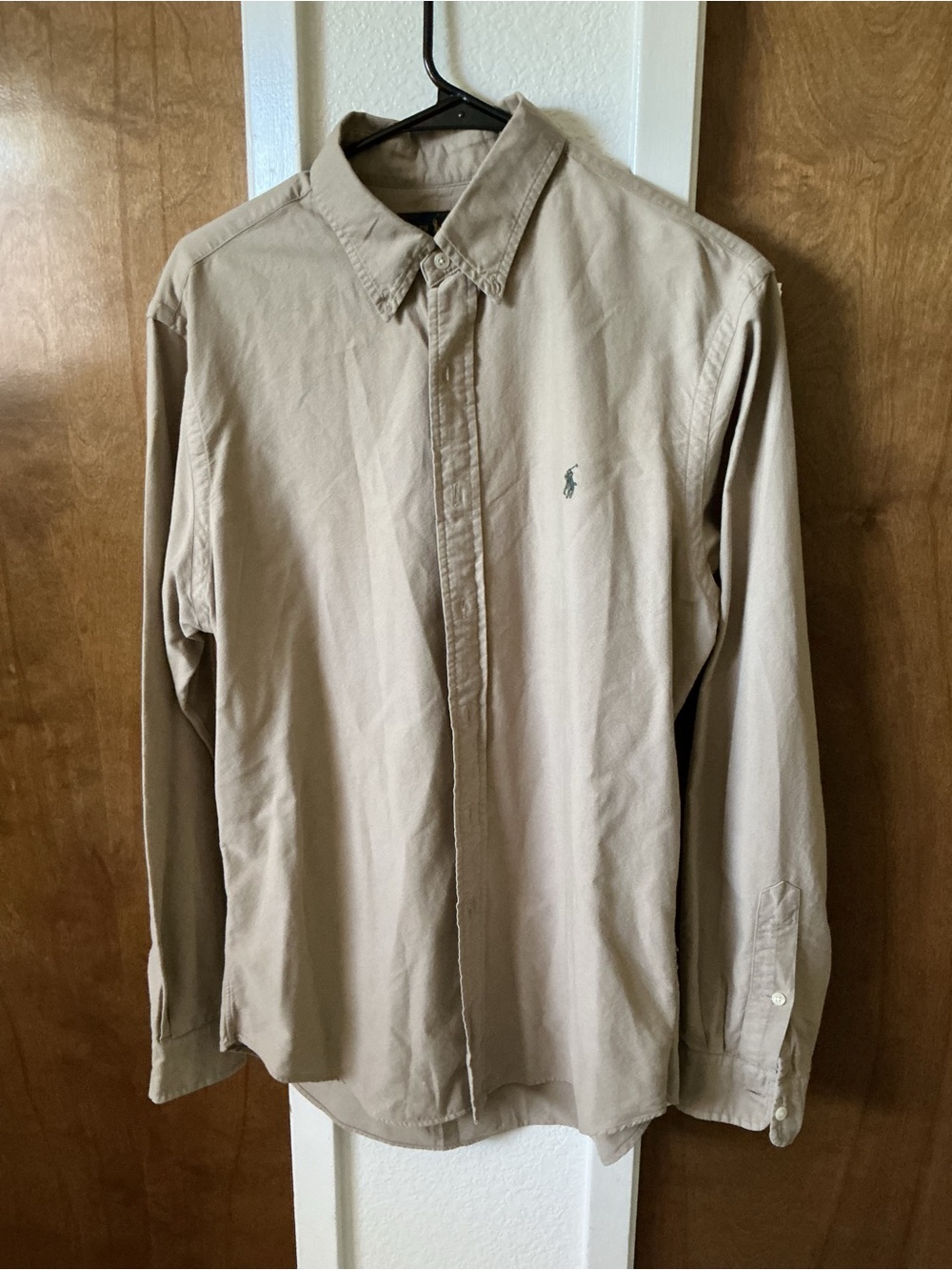 Ralph Lauren Men's Tan Solid Slim Fit Long Sleeve Button-Down Shirt L